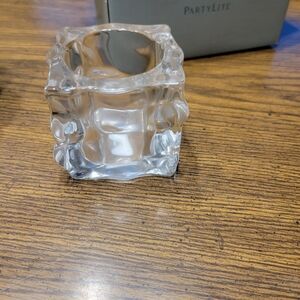 2 PartyLite Clear Glass Cube Votive Holders